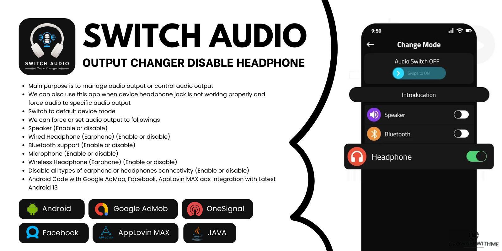 Switch Audio : Output Changer Android Admob ads