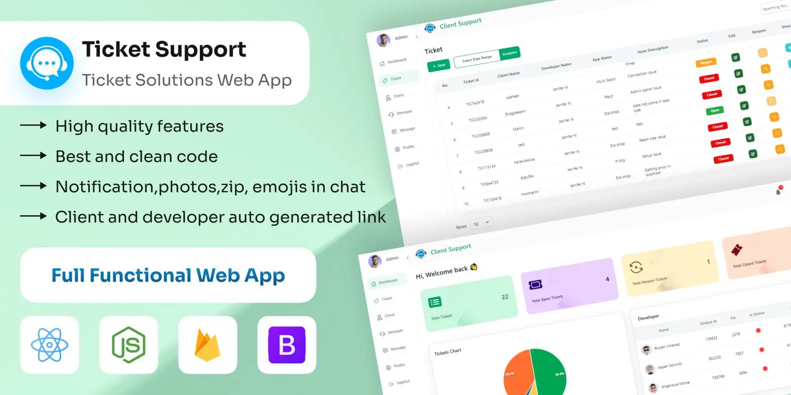 Ticket Support - Real Time Chat